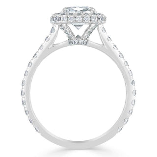 1.5 CT Cushion Cut Halo Pave Setting Moissanite Engagement Ring - Barbara Maison 