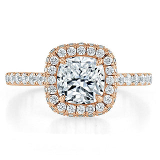 1.5 CT Cushion Cut Halo Pave Setting Moissanite Engagement Ring - Barbara Maison 