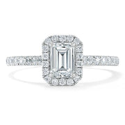 1.0 CT Emerald Cut Halo Moissanite Engagement Ring With Pave Setting - Barbara Maison 