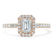 1.0 CT Emerald Cut Halo Moissanite Engagement Ring With Pave Setting - Barbara Maison 