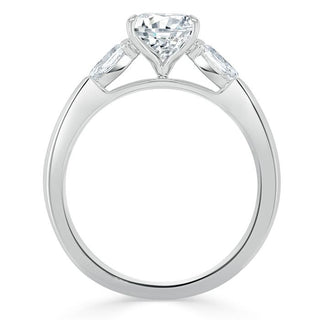 0.75 CT Cushion Cut Three Stone Moissanite Engagement Ring - Barbara Maison 