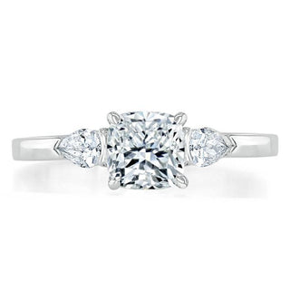 0.75 CT Cushion Cut Three Stone Moissanite Engagement Ring - Barbara Maison 