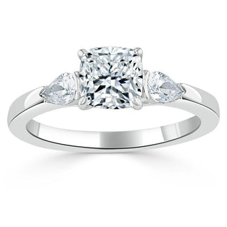 0.75 CT Cushion Cut Three Stone Moissanite Engagement Ring - Barbara Maison 