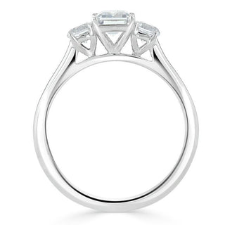 0.75 CT Emerald Cut Three Stone Moissanite Engagement Ring - Barbara Maison 