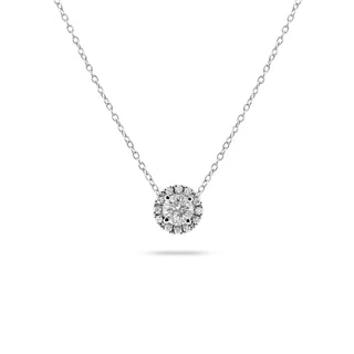 0.55 CT Round Halo CVD F/VS Diamond Necklace - Barbara Maison 