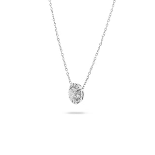 0.55 CT Round Halo CVD F/VS Diamond Necklace - Barbara Maison 