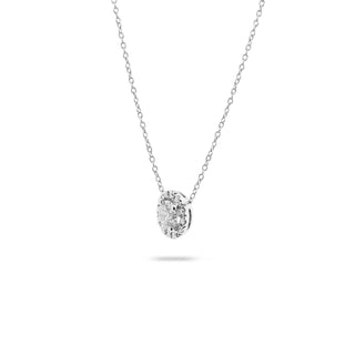 0.55 CT Round Halo F/VS Lab Grown Diamond Necklace - Barbara Maison 