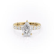 2.0 CT Pear Cut Solitaire Pave Setting Moissanite Engagement Ring - Barbara Maison 
