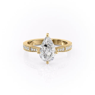 2.0 CT Pear Cut Solitaire Channel Pave Moissanite Engagement Ring - Barbara Maison 