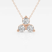 1.0 TCW Round Moissanite Diamond Three Stone Pandant Necklace - Barbara Maison 