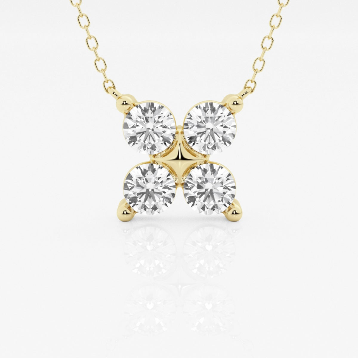 1.50 TCW Round Moissanite Diamond Clover Shape Necklace - Barbara Maison 
