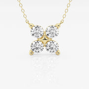 1.50 TCW Round Moissanite Diamond Clover Shape Necklace - Barbara Maison 