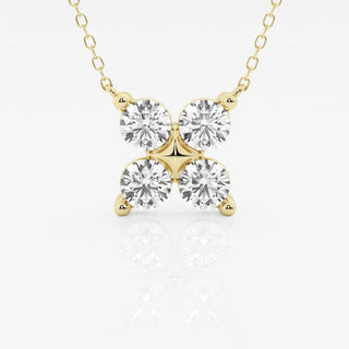 1.50 TCW Round Moissanite Diamond Clover Shape Necklace - Barbara Maison 