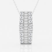 3.0 TCW Round & Baguette Moissanite Diamond Pendant Necklace - Barbara Maison 