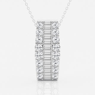 3.0 TCW Round & Baguette Moissanite Diamond Pendant Necklace - Barbara Maison 