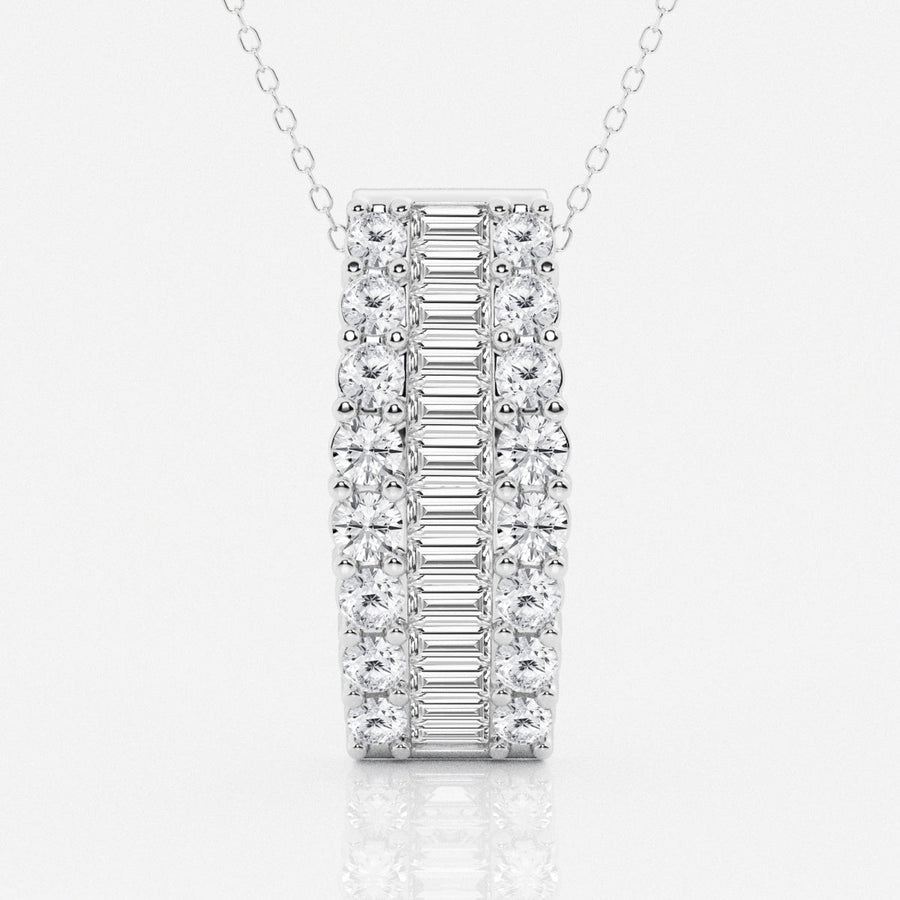 3.0 TCW Round & Baguette Moissanite Diamond Pendant Necklace - Barbara Maison 