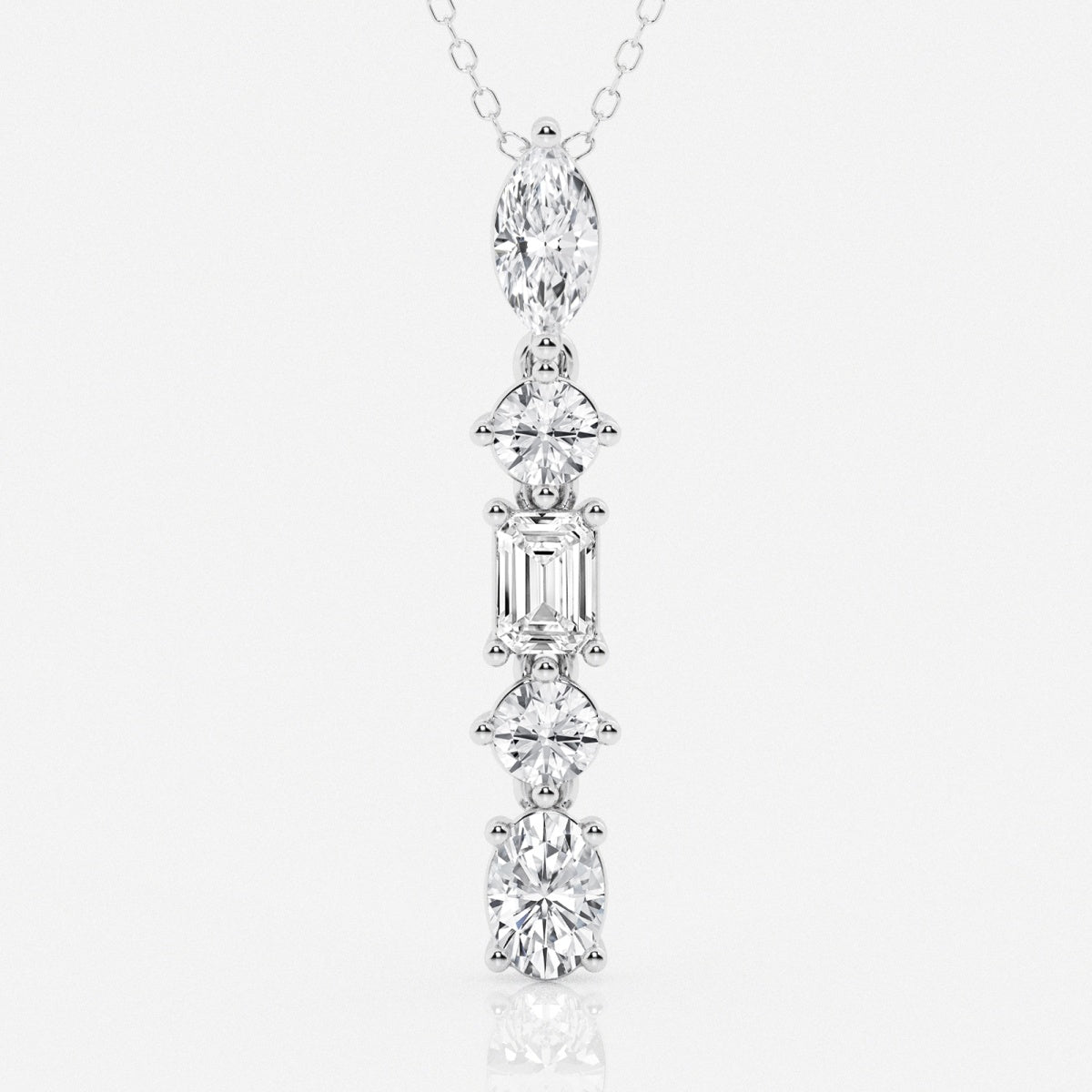 2.0 TCW Round, Marquise, Emerald & Oval Moissanite Diamond Multi Stone Necklace - Barbara Maison 