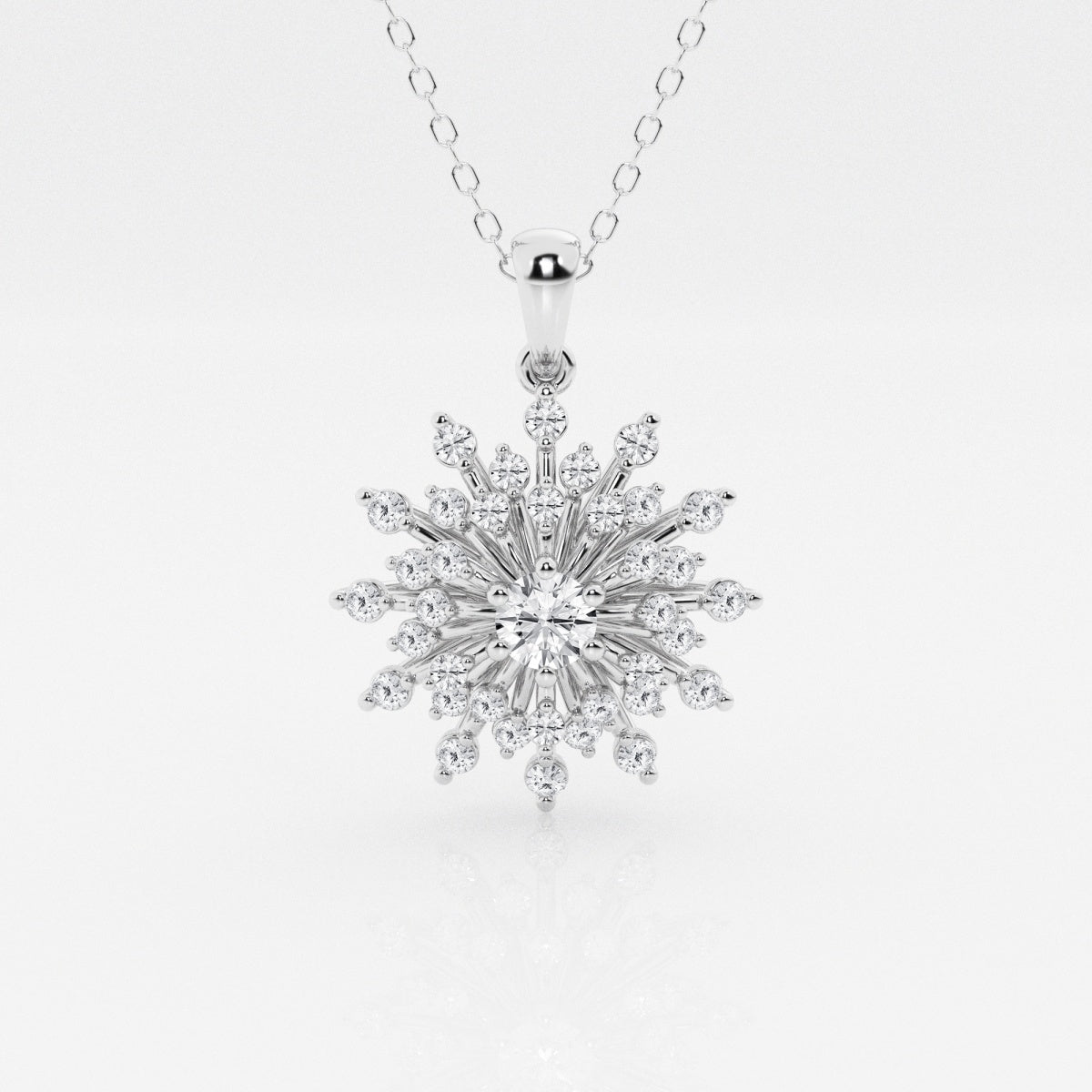 0.69 TCW Round Moissanite Diamond Sunburst Pendant Necklace - Barbara Maison 