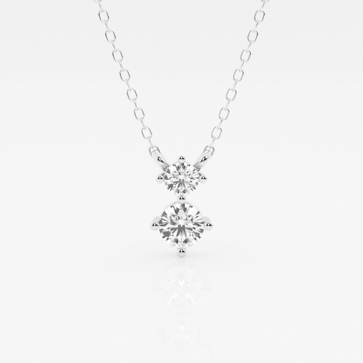 1.0 TCW Round Moissanite Diamond Two Stone Necklace - Barbara Maison 