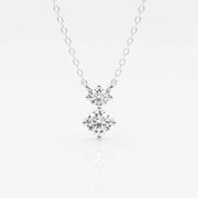 1.0 TCW Round Moissanite Diamond Two Stone Necklace - Barbara Maison 