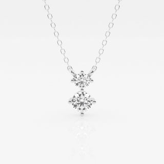 1.0 TCW Round Moissanite Diamond Two Stone Necklace - Barbara Maison 