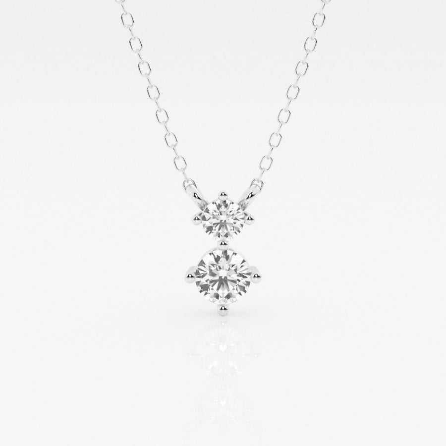 1.0 TCW Round Moissanite Diamond Two Stone Necklace - Barbara Maison 