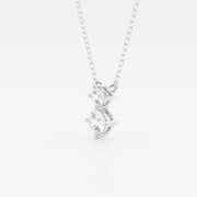 1.0 TCW Round Moissanite Diamond Two Stone Necklace - Barbara Maison 
