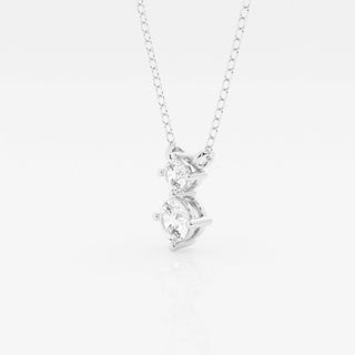 1.0 TCW Round Moissanite Diamond Two Stone Necklace - Barbara Maison 