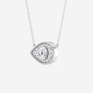 0.73 TCW Round Moissanite Diamond East West Pear Pendant Necklace - Barbara Maison 