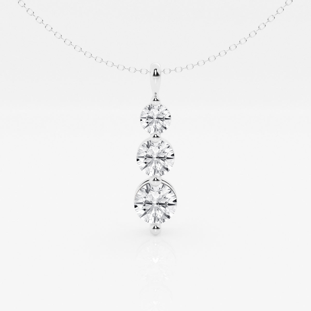 1.50 TCW Round Moissanite Diamond Three-Stone Drop Pendant Necklace - Barbara Maison 