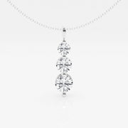 1.50 TCW Round Moissanite Diamond Three-Stone Drop Pendant Necklace - Barbara Maison 