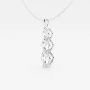 1.50 TCW Round Moissanite Diamond Three-Stone Drop Pendant Necklace - Barbara Maison 