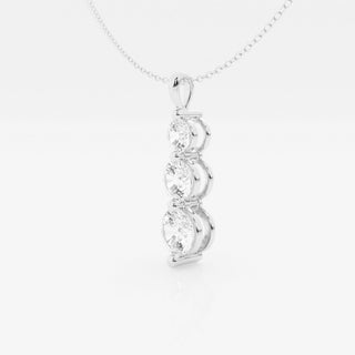 1.50 TCW Round Moissanite Diamond Three-Stone Drop Pendant Necklace - Barbara Maison 