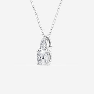 1.0 TCW Cushion & Pear Moissanite Diamond Two Stone Necklace - Barbara Maison 