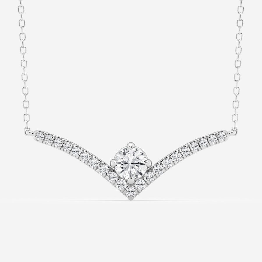 0.50 CT Round Moissanite Diamond Chevron Style Necklace - Barbara Maison 