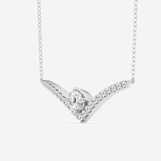 0.50 CT Round Moissanite Diamond Chevron Style Necklace - Barbara Maison 