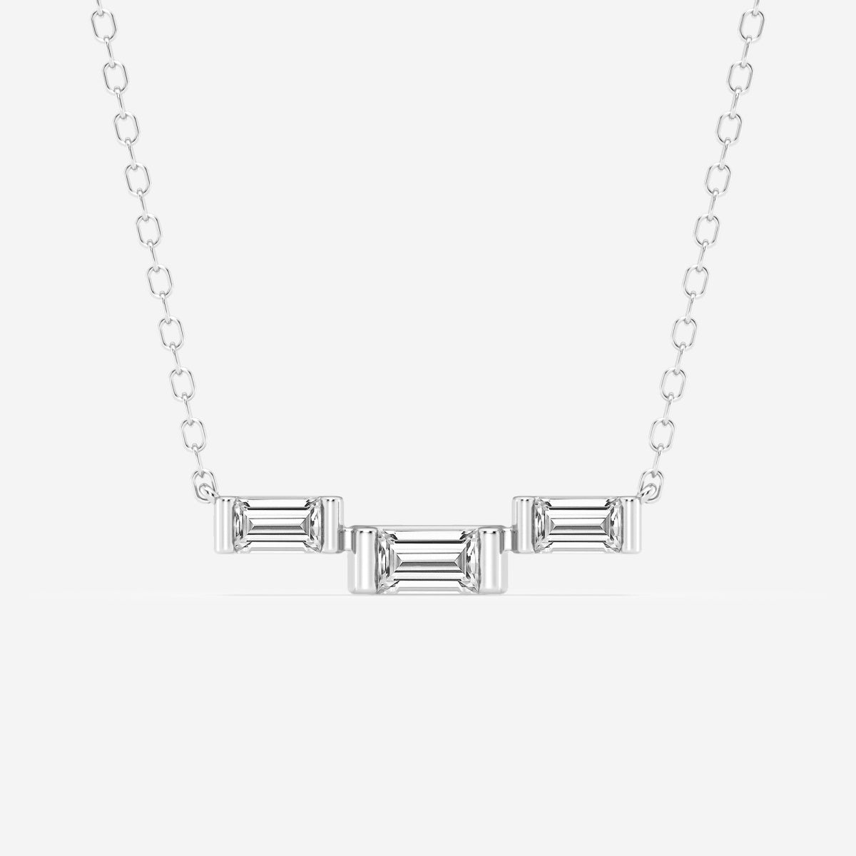 0.25 TCW Baguette Moissanite Diamond Three Stone Necklace - Barbara Maison 