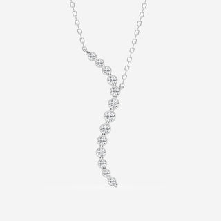 0.38 TCW Round Moissanite Diamond Curved Floating Pendant Necklace - Barbara Maison 