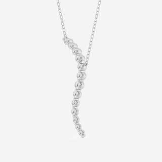 0.38 TCW Round Moissanite Diamond Curved Floating Pendant Necklace - Barbara Maison 