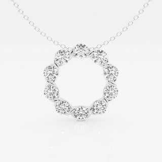 2.0 TCW Round Moissanite Diamond Circle Pendant Necklace - Barbara Maison 