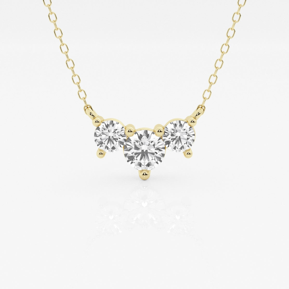 1.0 TCW Round Moissanite Diamond Three Stone Necklace - Barbara Maison 