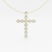 2.0 TCW Round Moissanite Diamond Cross Necklace - Barbara Maison 
