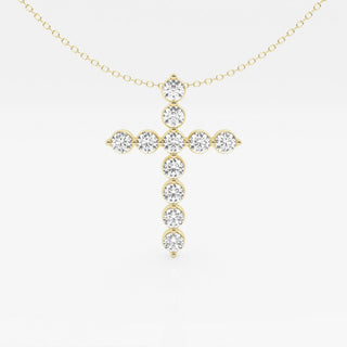 2.0 TCW Round Moissanite Diamond Cross Necklace - Barbara Maison 