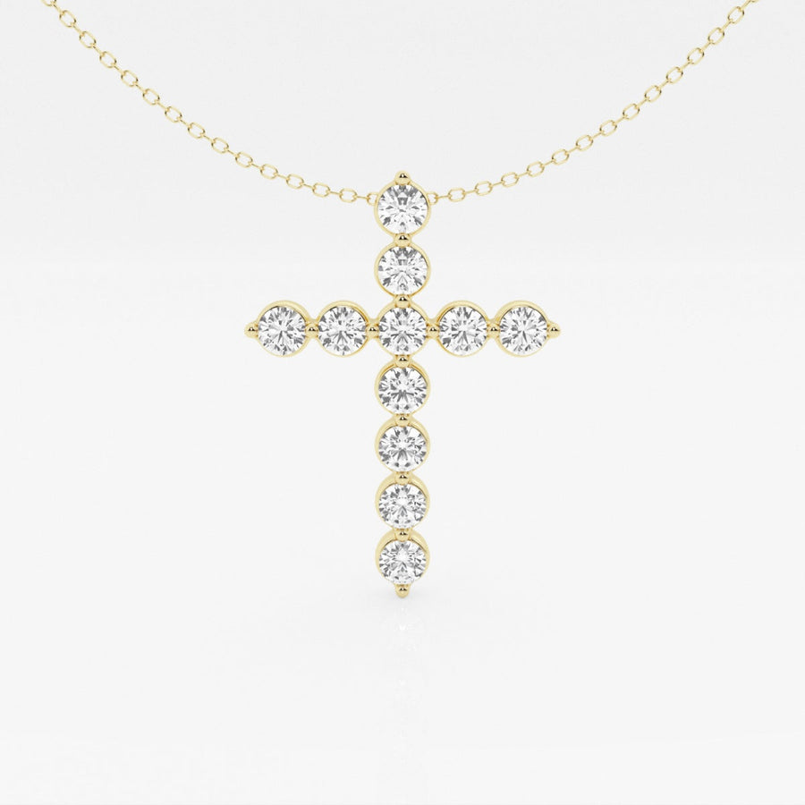 2.0 TCW Round Moissanite Diamond Cross Necklace - Barbara Maison 