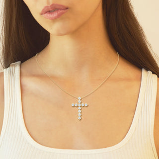 2.0 TCW Round Moissanite Diamond Cross Necklace - Barbara Maison 