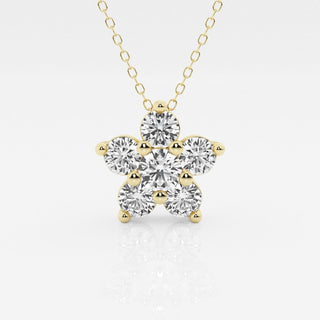 1.50 TCW Round Moissanite Diamond Flower Pendant Necklace - Barbara Maison 