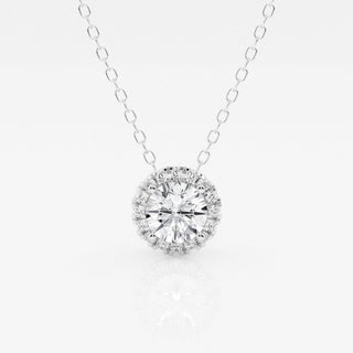 0.50 CT Round Moissanite Diamond Halo Necklace - Barbara Maison 