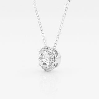 0.50 CT Round Moissanite Diamond Halo Necklace - Barbara Maison 