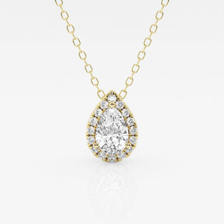 0.50 CT Pear Moissanite Diamond Halo Style Necklace - Barbara Maison 