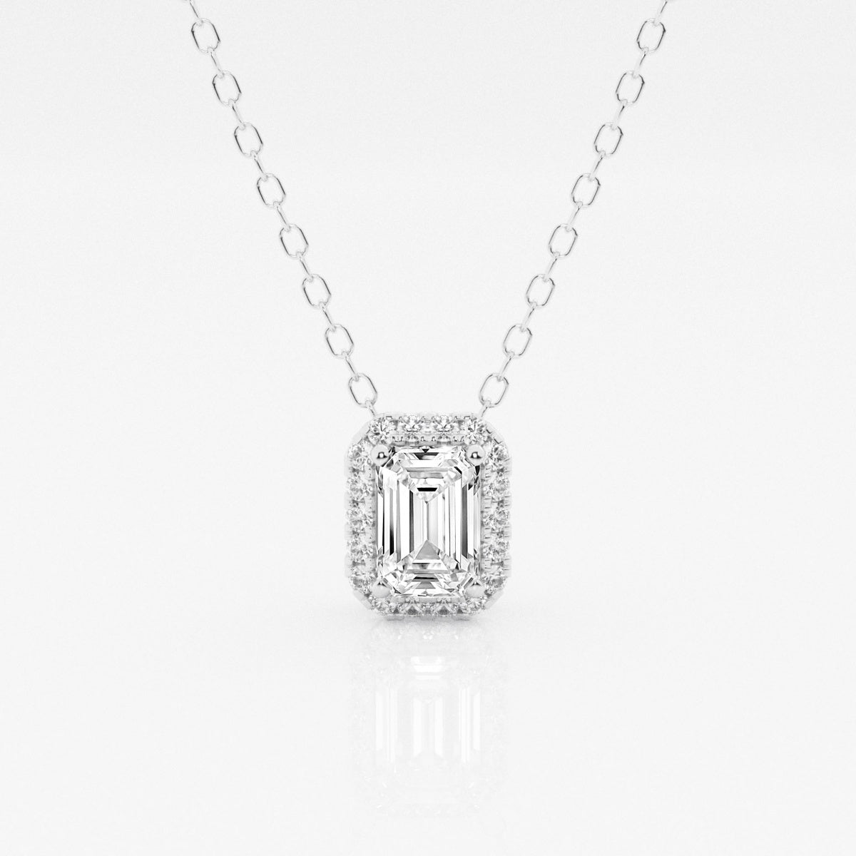 0.50 TC Emerald Moissanite Diamond Halo Style Necklace - Barbara Maison 